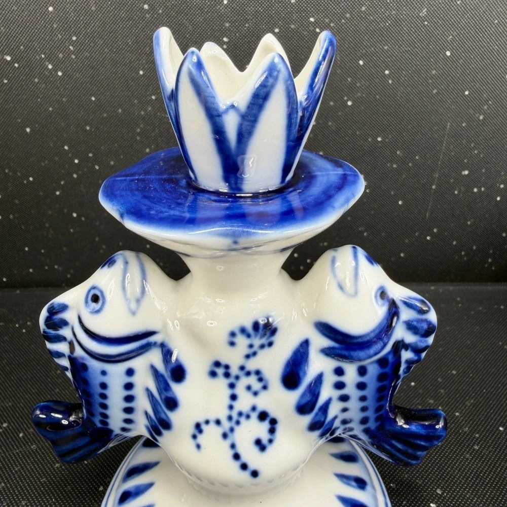 Gzhel porcelain candlestick